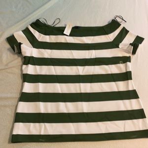 Green and White Off The Shoulder Top